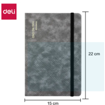 Agenda de couro com núcleo macio Deli N124L - A5-210mm * 143mm/96 folhas (marrom)