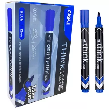 Marcador permanente Deli EU10030 (azul) (12 pcs/caixa)