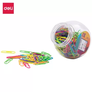 Clips de papel coloridos Deli E0053 (mistos) (200 peças balde)